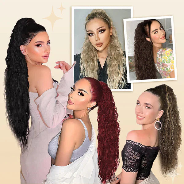 Curly Wavy Frizzy Hair Extension with Ponytail