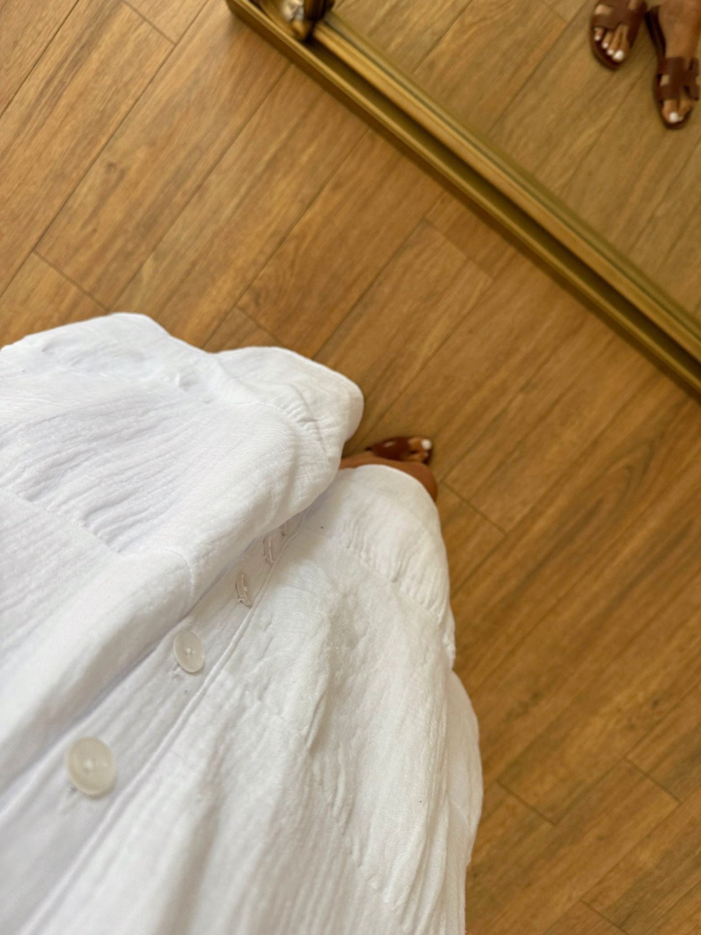 Diamon Buttoned Loose Muslin Dress