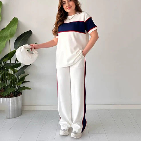 Women's two-piece color-blocked tracksuit