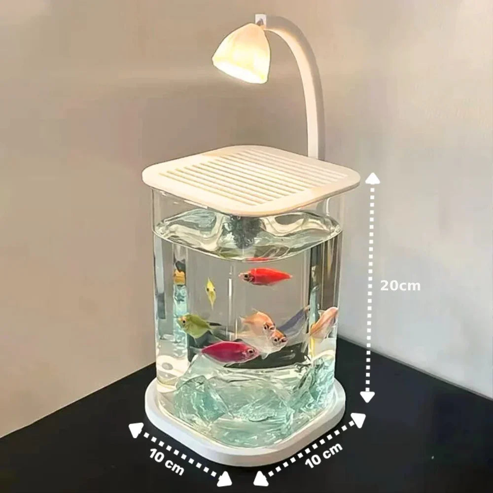 Multi-Functional Ice Crystal Desktop Aquarium Setup with Lamp