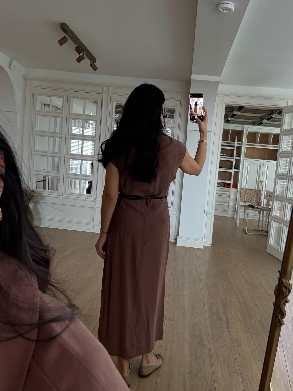 Parley Zero Sleeve Button Placket Belted Dress