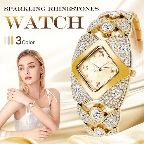Retro Quartz Watch with Sparkling Rhinestones⌚