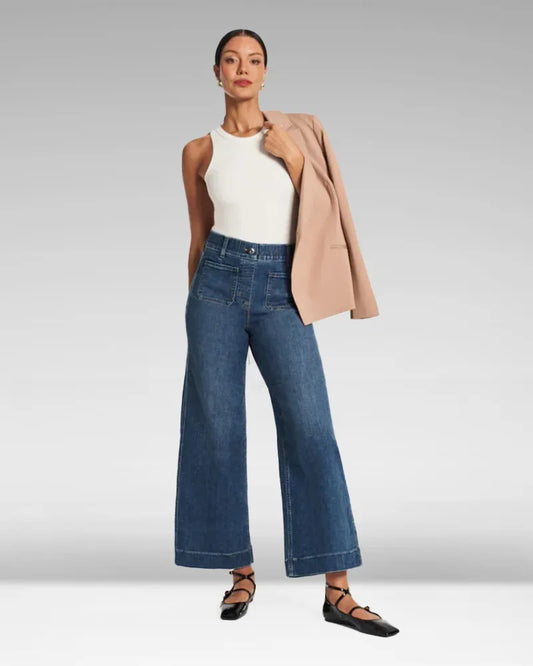 👖Tummy Control Cropped Wide-Leg Jeans