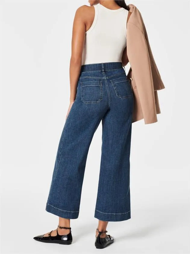 👖Tummy Control Cropped Wide-Leg Jeans