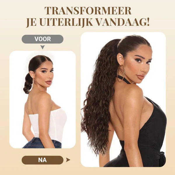 Curly Wavy Frizzy Hair Extension with Ponytail