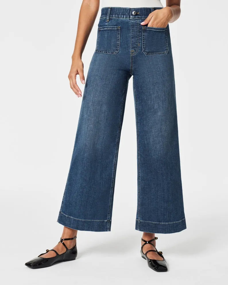 👖Tummy Control Cropped Wide-Leg Jeans