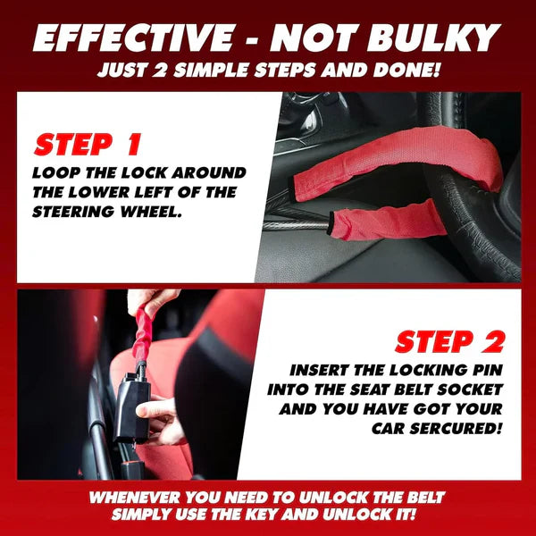 Universal Car Steering Wheel Lock With Seat Belt Socket locks