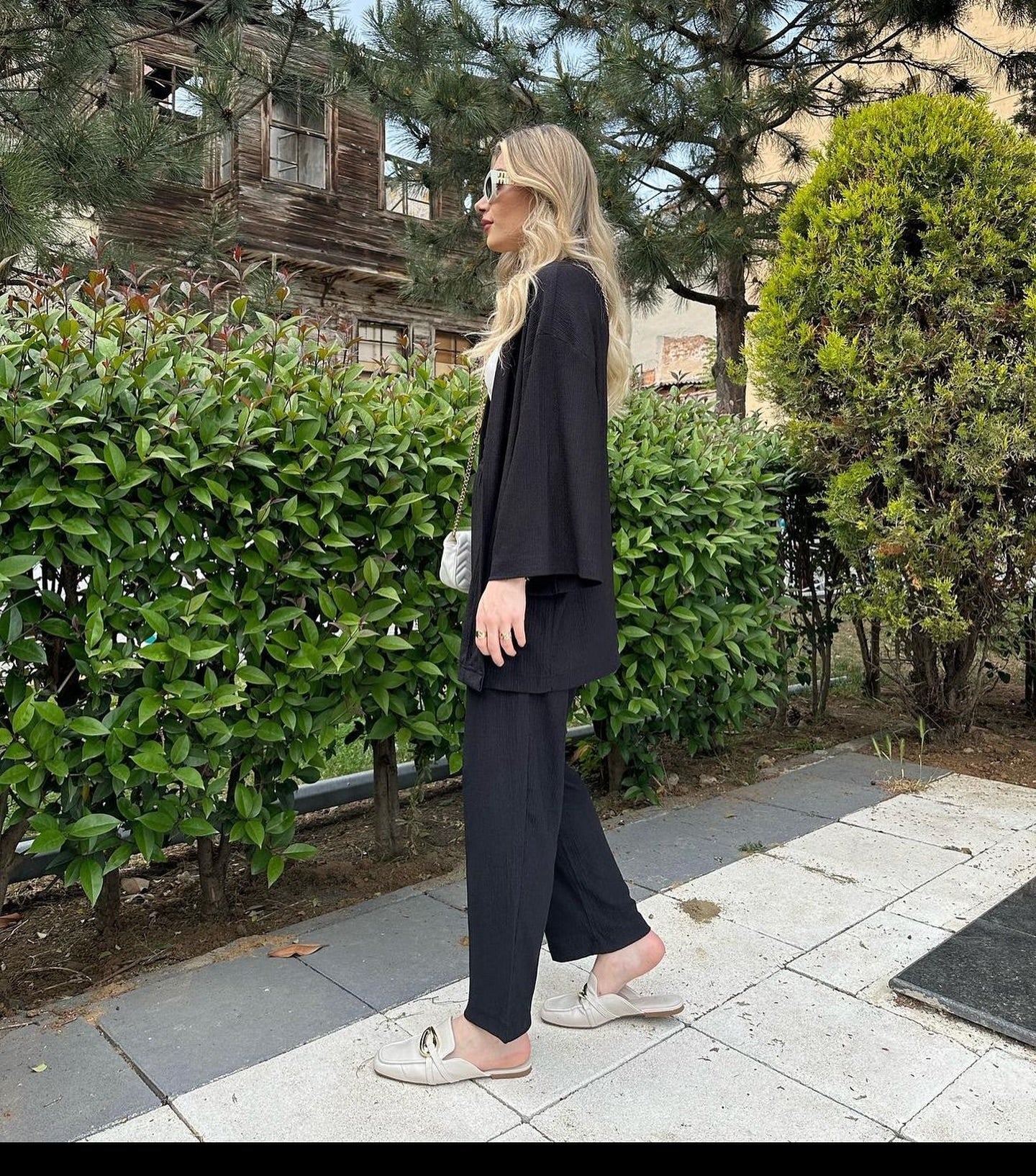 Shawl Neck Shrug With Straight Trouser