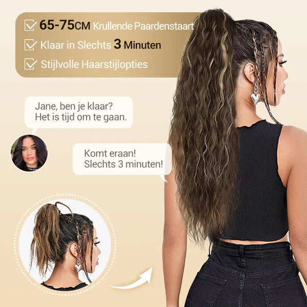 Curly Wavy Frizzy Hair Extension with Ponytail