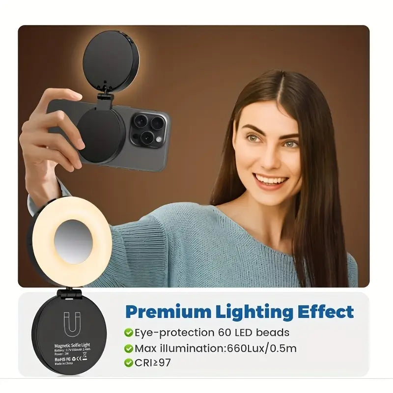 Magnetic phone holder with fill light photography