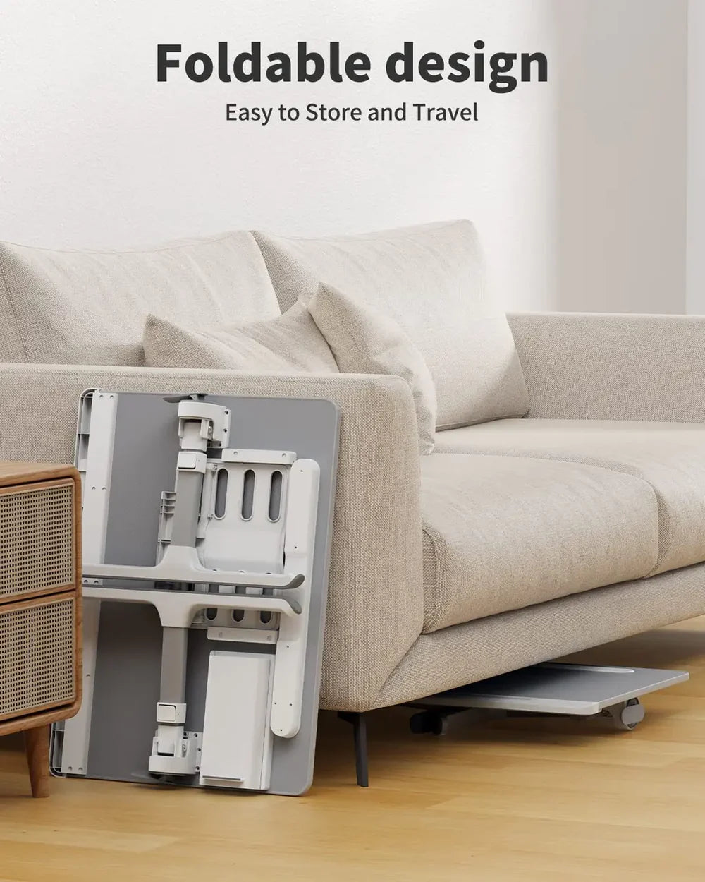 Adjustable Laptop Bed Desk with LED Lamp & Foldable Design (60cm)