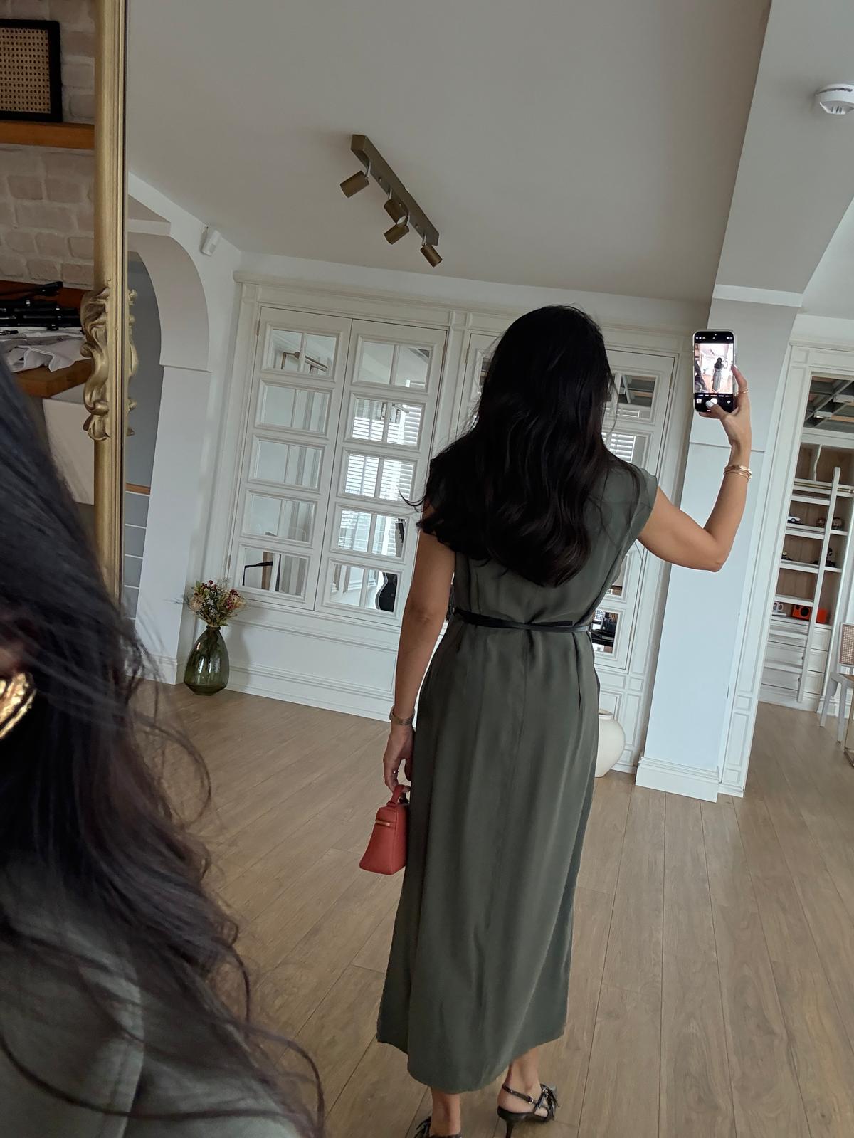 Parley Zero Sleeve Button Placket Belted Dress