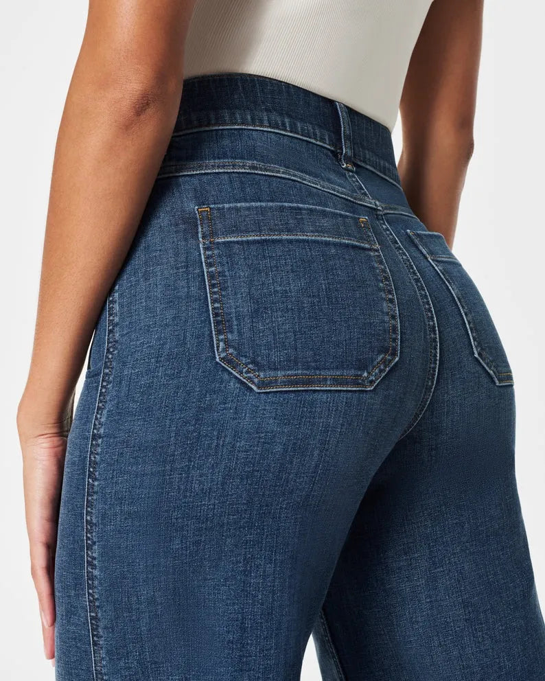 👖Tummy Control Cropped Wide-Leg Jeans