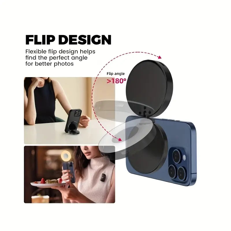 Magnetic phone holder with fill light photography