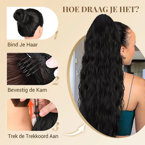 Curly Wavy Frizzy Hair Extension with Ponytail