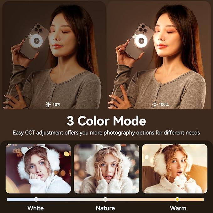 Magnetic phone holder with fill light photography