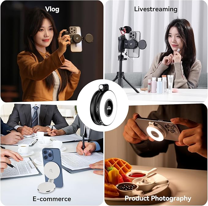 Magnetic phone holder with fill light photography