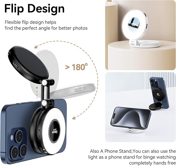 Magnetic phone holder with fill light photography