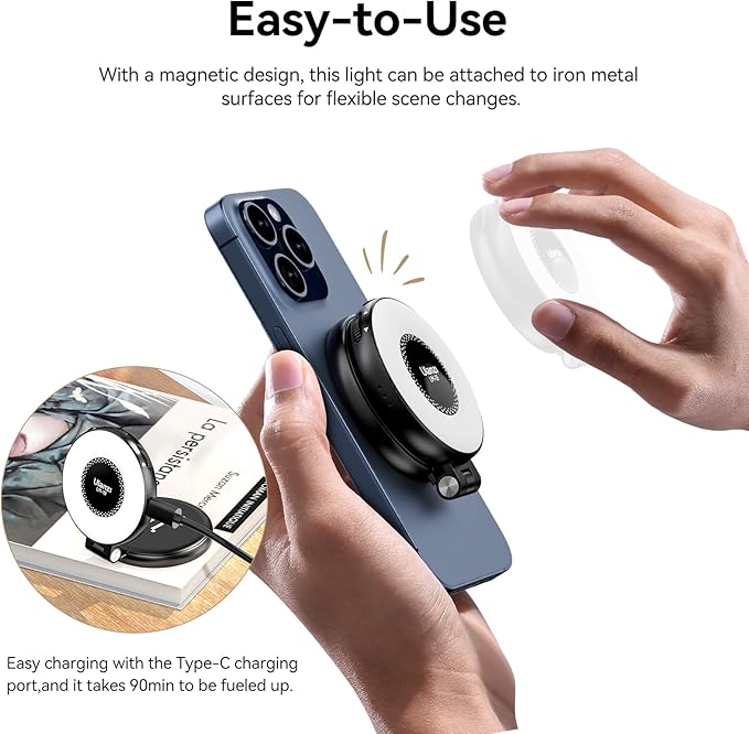 Magnetic phone holder with fill light photography