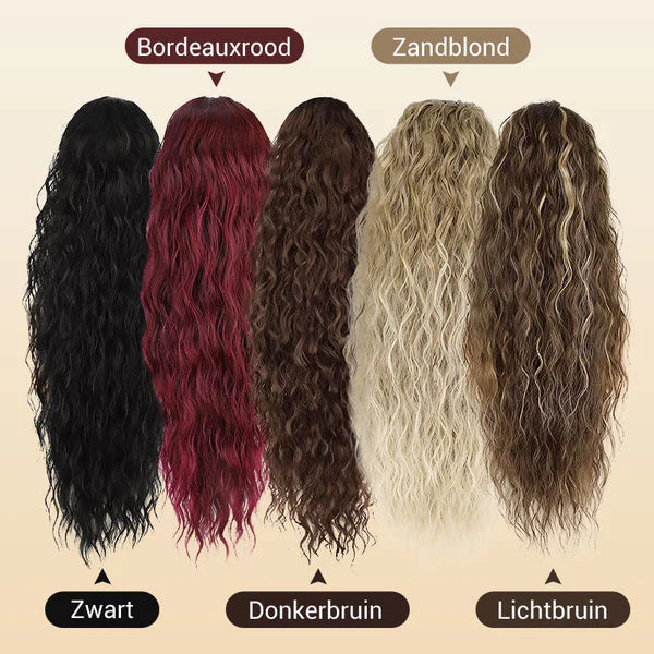 Curly Wavy Frizzy Hair Extension with Ponytail