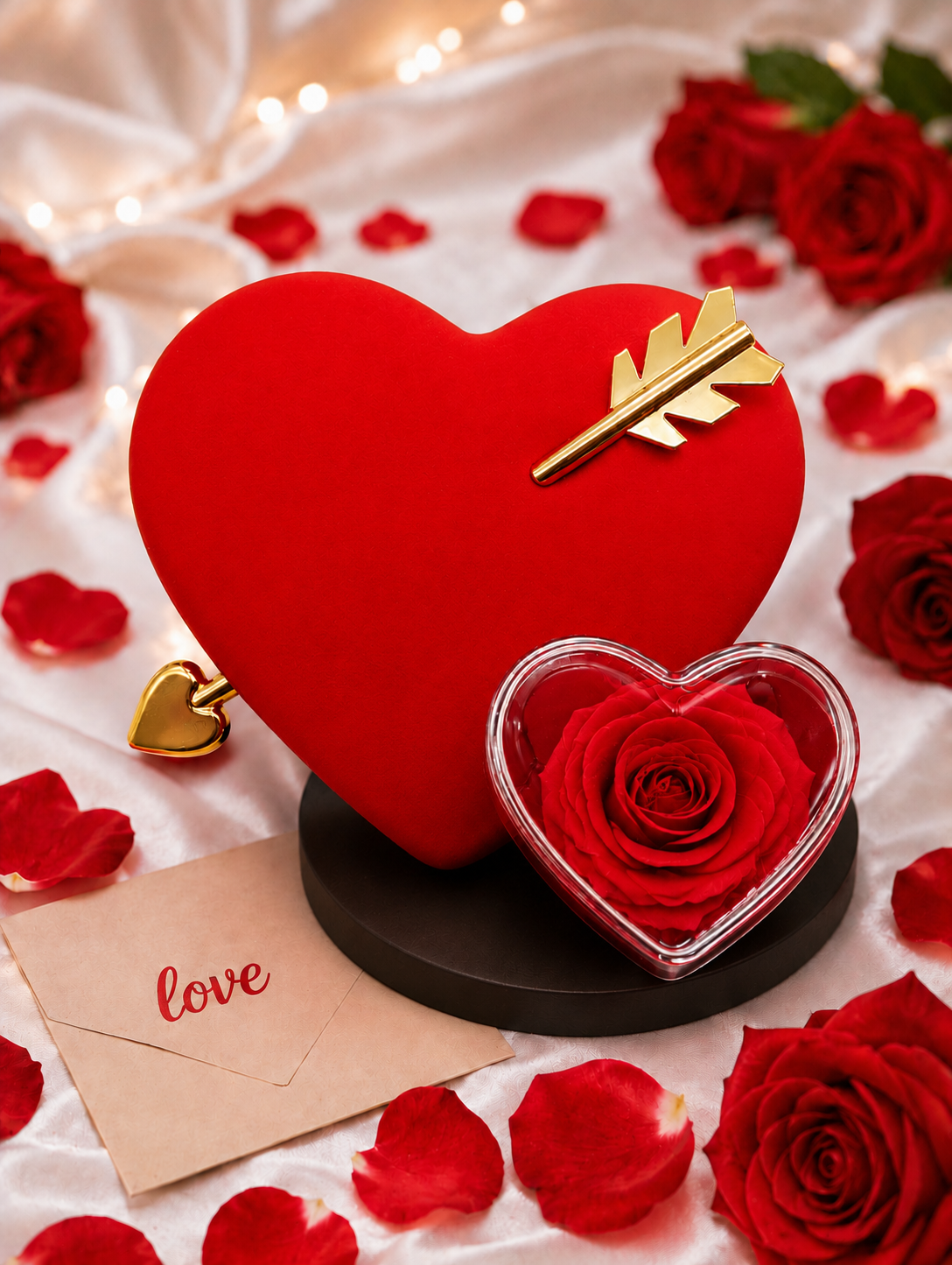 Romantic Love Gift Hamper for Couples | Heart-Shaped Rose & Gift Box