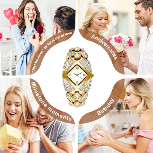 Retro Quartz Watch with Sparkling Rhinestones⌚