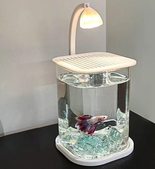 Multi-Functional Ice Crystal Desktop Aquarium Setup with Lamp