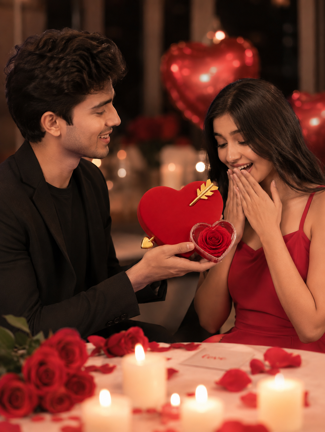 Romantic Love Gift Hamper for Couples | Heart-Shaped Rose & Gift Box