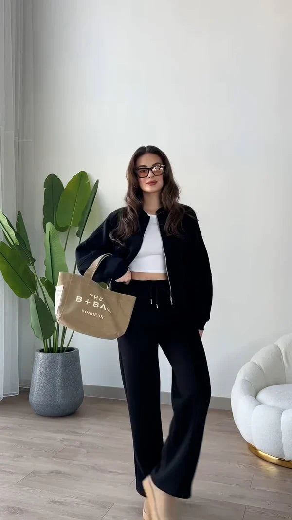 Women Casual Sports Sweatshirt and Jogger Pants (2-piece Set)