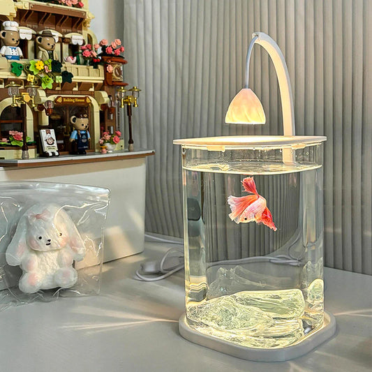 Multi-Functional Ice Crystal Desktop Aquarium Setup with Lamp