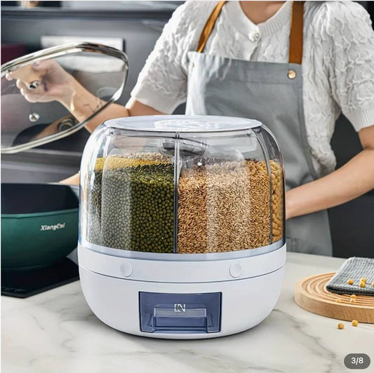 360° ROTATING RICE, GRAIN DISPENSER FOR KITCHEN STORAGE