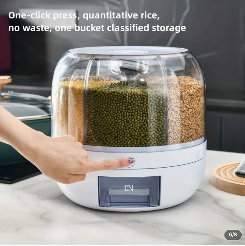360° ROTATING RICE, GRAIN DISPENSER FOR KITCHEN STORAGE