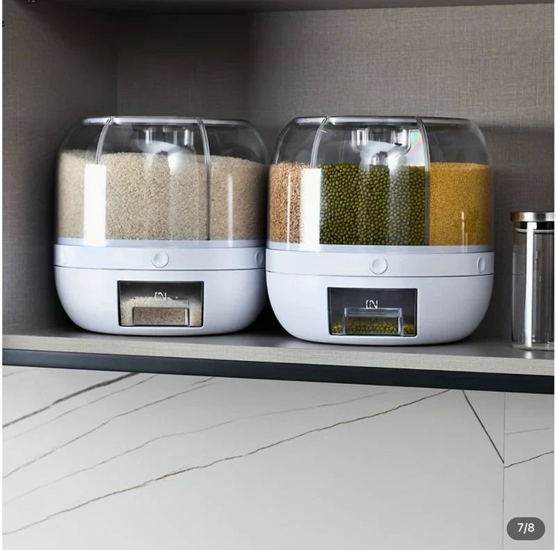 360° ROTATING RICE, GRAIN DISPENSER FOR KITCHEN STORAGE