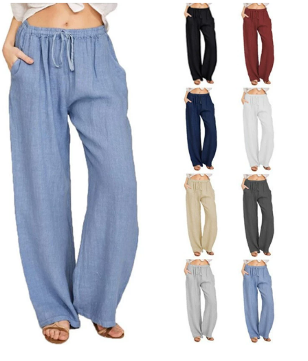 Women's Summer Linen Cotton Wide Leg Pants