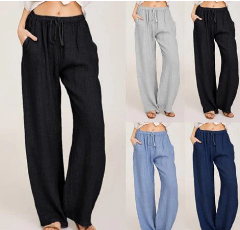 Women's Summer Linen Cotton Wide Leg Pants