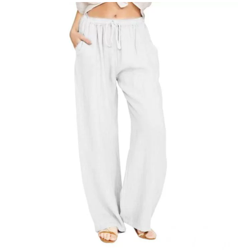 Women's Summer Linen Cotton Wide Leg Pants