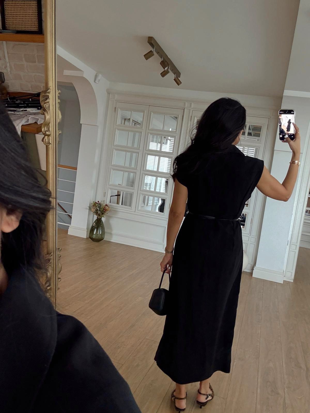 Parley Zero Sleeve Button Placket Belted Dress