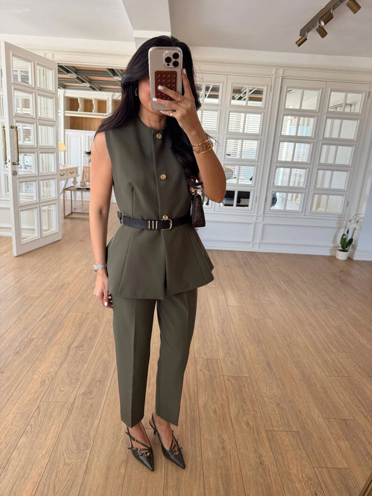 Dali Belted Flato Trouser Vest Suit