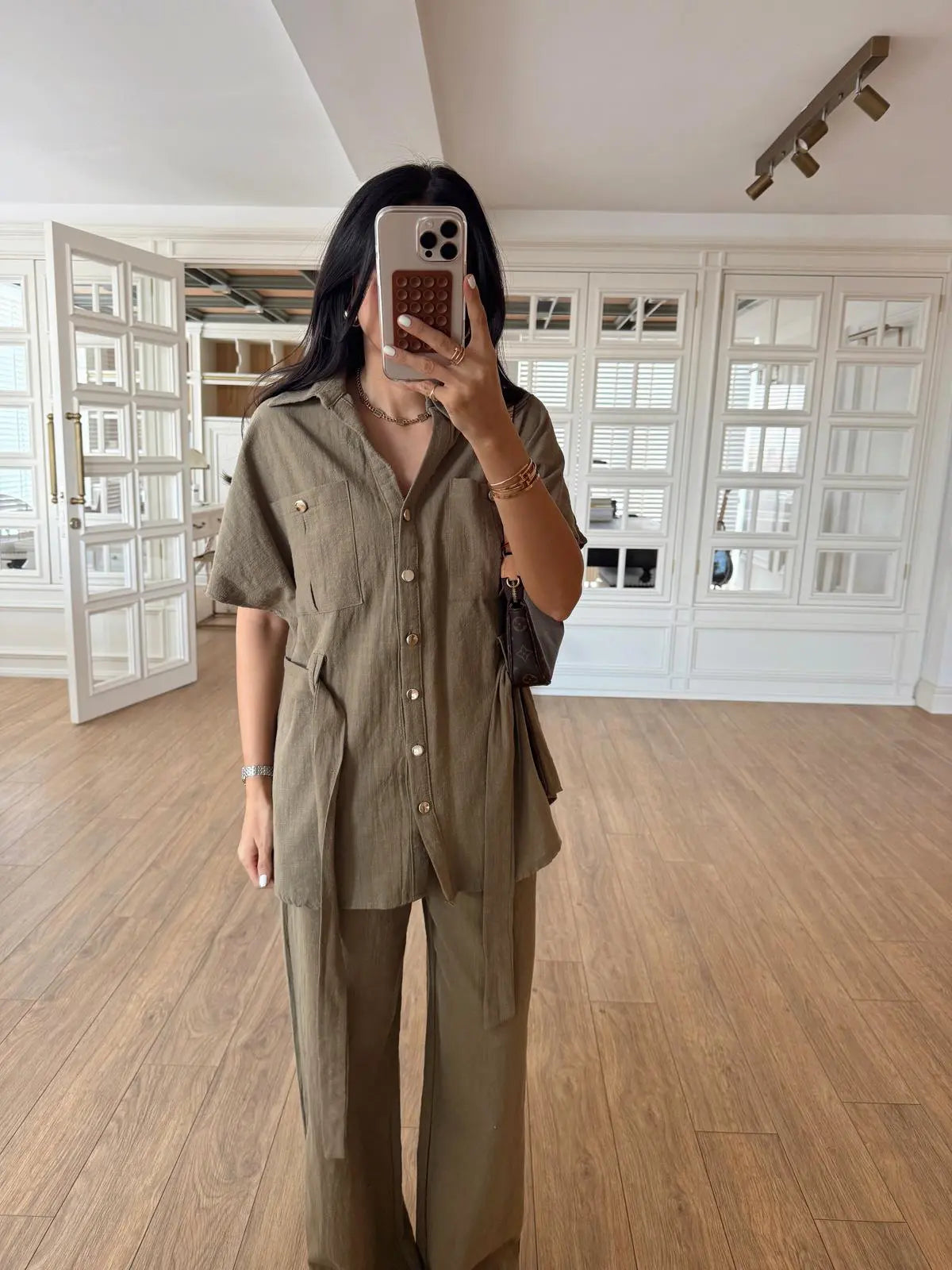 Stean Khaki Muslin Linen Set