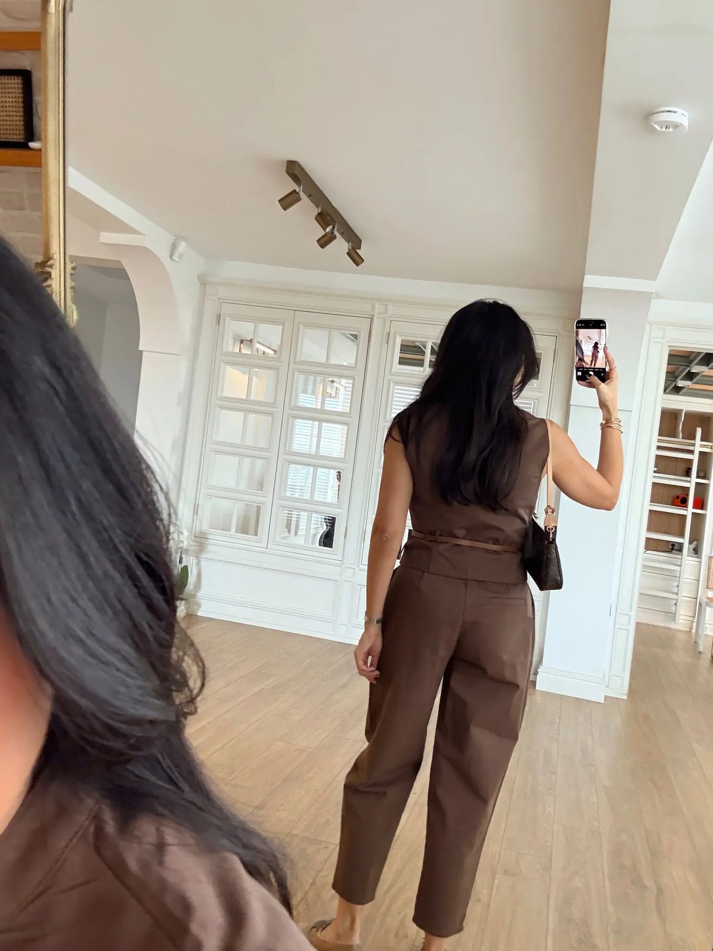 Qupix Brown Belted Gabardine Suit