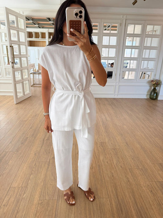 Orika Shoulder Twist Blouse-Pants Russian Suit