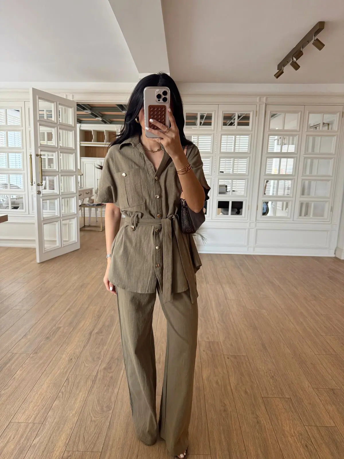 Stean Khaki Muslin Linen Set