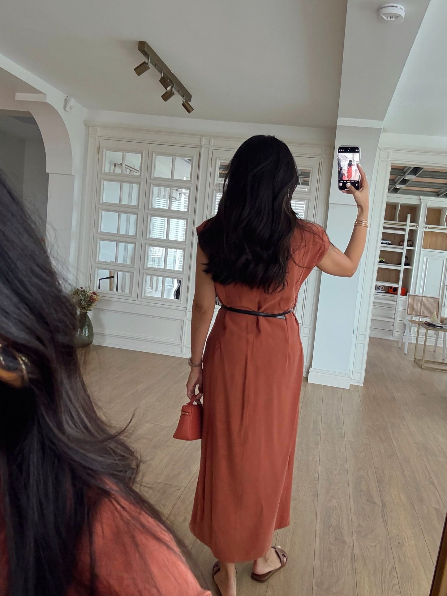 Parley Zero Sleeve Button Placket Belted Dress