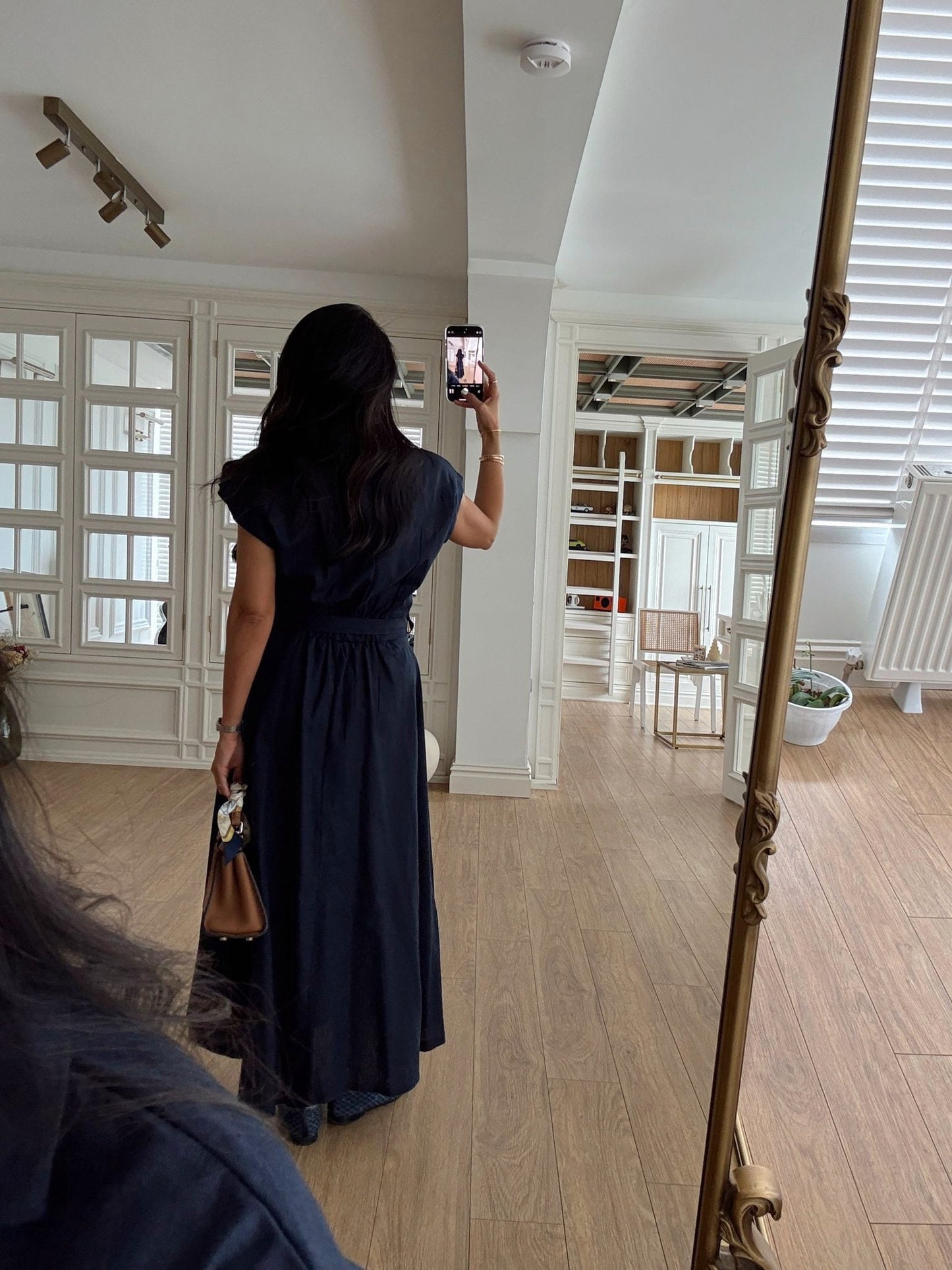 Omilika Gold Buttoned Belted Linen Dress