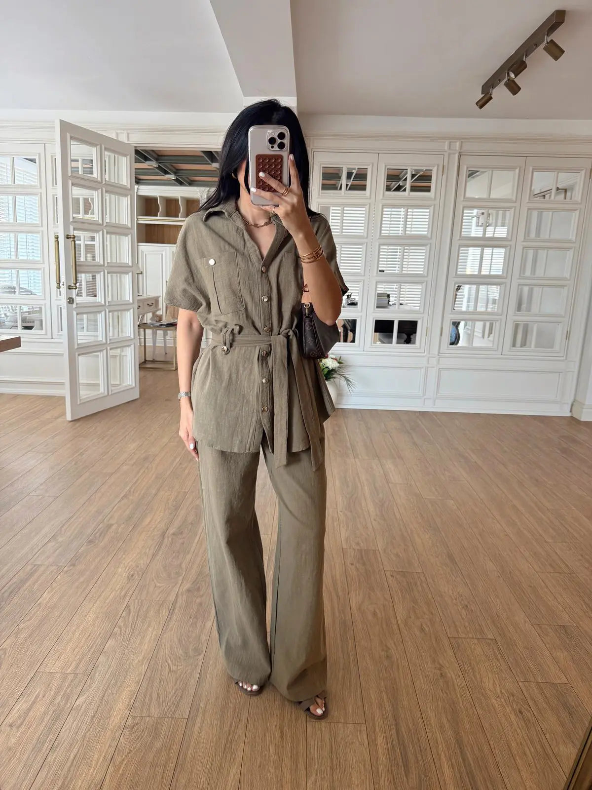 Stean Khaki Muslin Linen Set