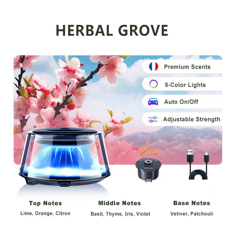 Cloud Mist Car Diffuser - Auto On/Off with 1 Refill = 2 Year Freshness