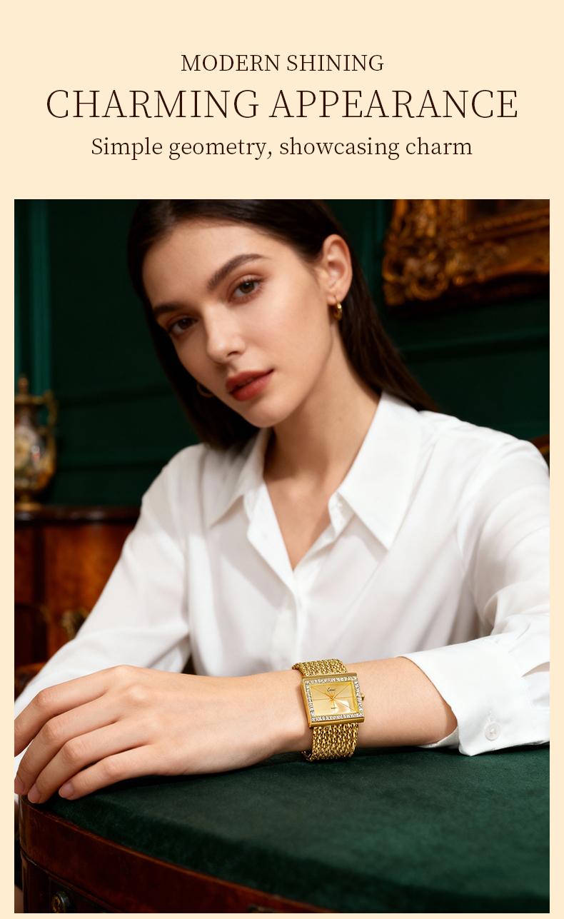 Rhinestone Square Classic Timepiece Pro