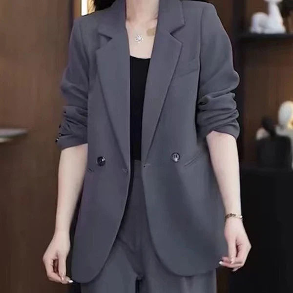Women's Trendy Solid Color Two-Piece Outfits Blazer & Pants