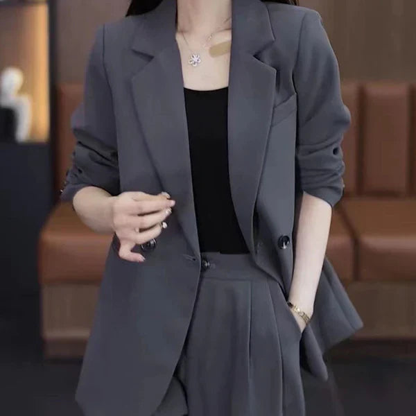 Women's Trendy Solid Color Two-Piece Outfits Blazer & Pants