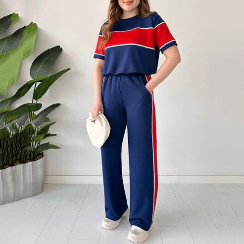 Women's two-piece color-blocked tracksuit